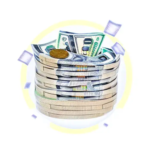 A stack of money with music notes cascading from it tattoo design idea