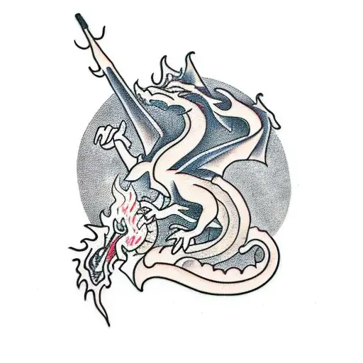 Dragon with fire tattoo design idea