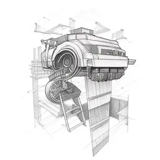 A construction-themed tattoo featuring elements of punk and anime tattoo design idea