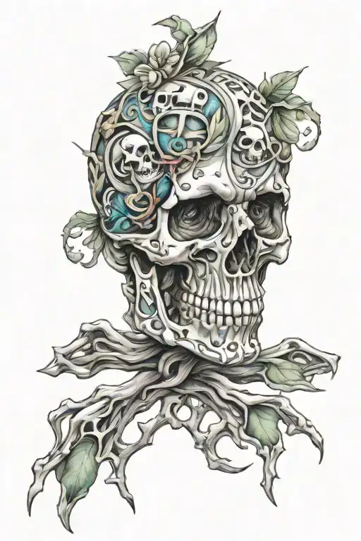 skull bones wrapped tattoo design idea