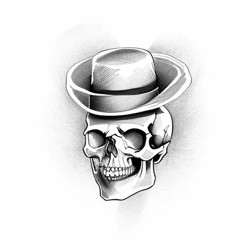 Whole skull dancing with top hat and cane tattoo design idea