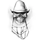 Whole skull dancing with top hat and cane tattoo design idea