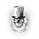 Whole skull dancing with top hat and cane tattoo design idea