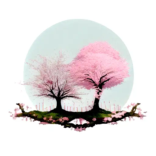 a couples tattoo of a withered cherry blossom tree tattoo design idea