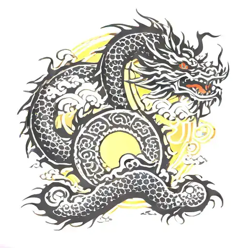 Dragon sun setting Philippine sun tattoo design idea