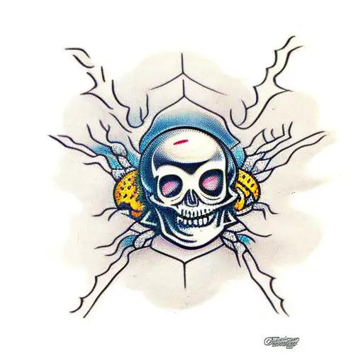 spider and skull tattoo design idea