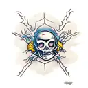 spider and skull tattoo design idea