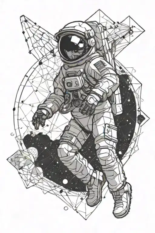 astronaut floating in space tattoo design idea
