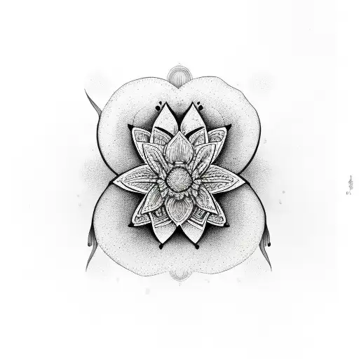 lotus flower, unalome, moon, semi colon  tattoo design idea