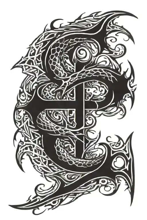 dragon crown 2 axes stern tattoo design idea