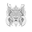 A unique design combining elements of a church and Leo from the Tribe of Judah in a blackwork style tattoo design idea