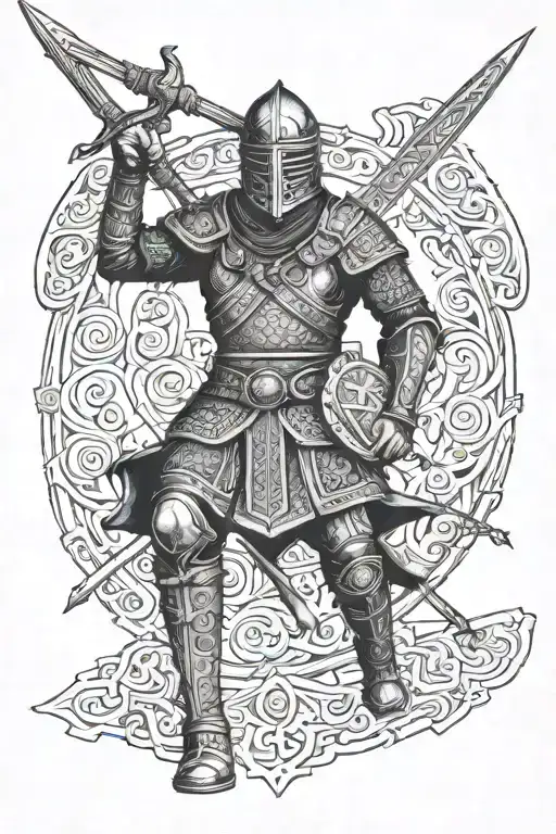 Anglo saxon warrior wielding tattoo design idea
