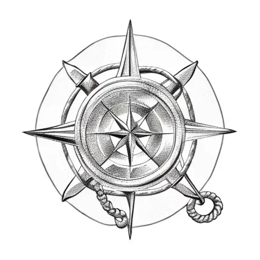anchor, compass, rope and turtle Navy tattoo tattoo design idea