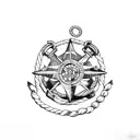 anchor, compass, rope and turtle Navy tattoo tattoo design idea