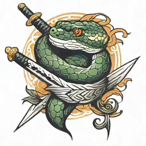 snake wrapped around sword  tattoo design idea