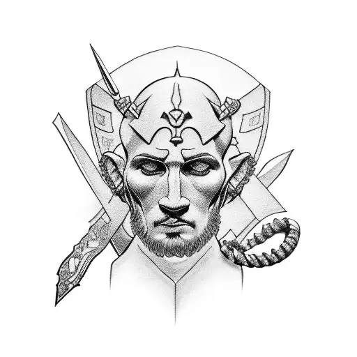 bold blackwork tattoo of marcus aurileus tattoo design idea