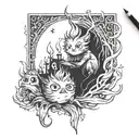 Haul Calcifer falling in love scene tattoo design idea