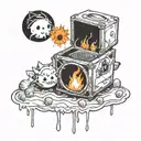 Haul Calcifer falling in love scene tattoo design idea