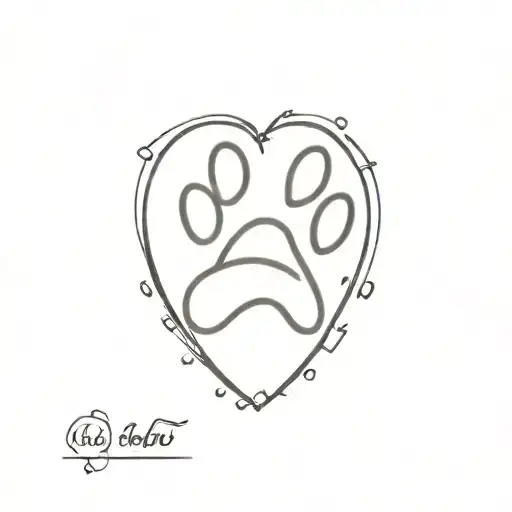 dog heart paw print initials MB tattoo design idea