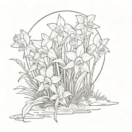 daffodils dark aesthetic mourning ruins cigilism tattoo design idea