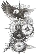 compass and a eagle perched on top tattoo design idea