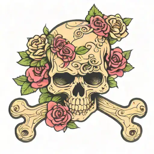crochet skull and crossbones tattoo design idea