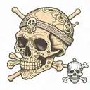 crochet skull and crossbones tattoo design idea
