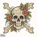 crochet skull and crossbones tattoo design idea