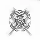 hardwork, discipline and rune symbol tattoo design idea
