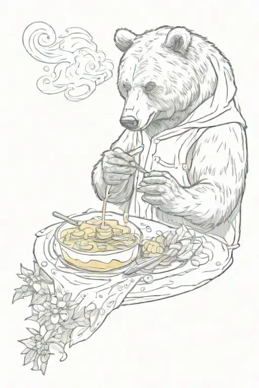 Bear eats honey tattoo design idea