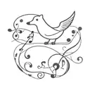 dog bird music notes tattoo design idea