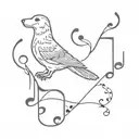 dog bird music notes tattoo design idea