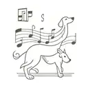 dog bird music notes tattoo design idea