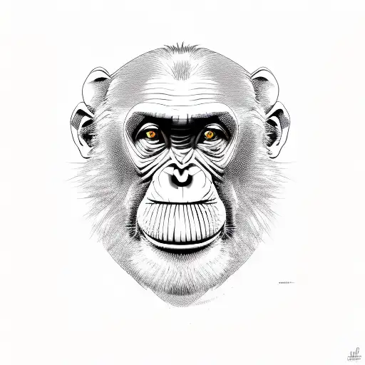 Chimpanzee face tattoo design idea