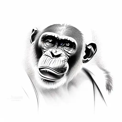 Chimpanzee face tattoo design idea