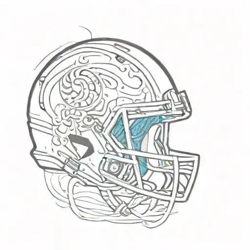 A tattoo design combining a football helmet with musical notes, representing your love for both sports and music tattoo design idea