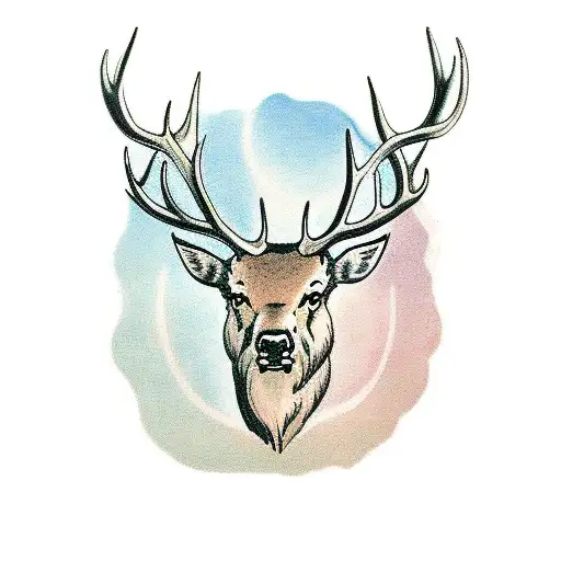 elk and trees tattoo design idea