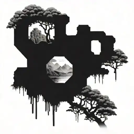 Inca ruins intertwined with the Amazon rainforest tattoo design idea