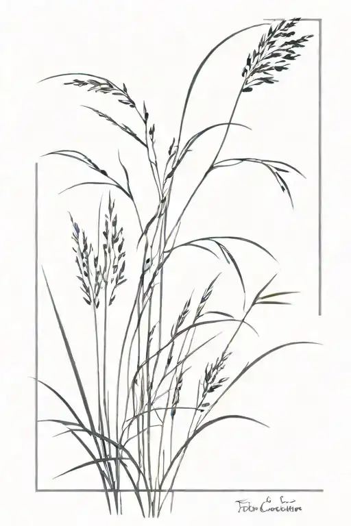 black coastal dune grass with five sprigs tattoo design idea