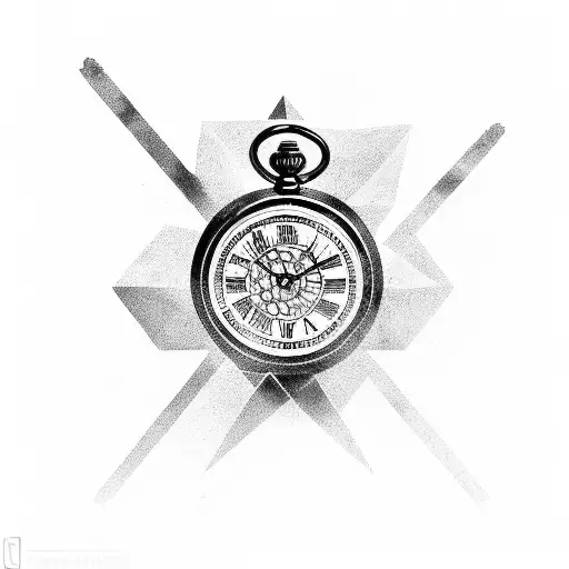 Carlos, the skilled assassin, surrounded by shadows and holding a pocket watch tattoo design idea