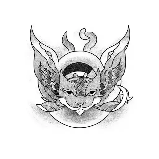 A tattoo design featuring a mix of traditional Puerto Rican and Korean/Japanese elements, reflecting your favorite places tattoo design idea