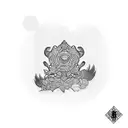 A tattoo design featuring a mix of traditional Puerto Rican and Korean/Japanese elements, reflecting your favorite places tattoo design idea