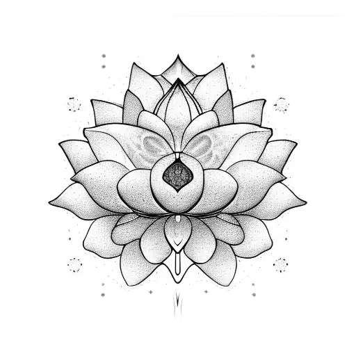 A scientific interpretation of a lotus flower in outer space tattoo design idea