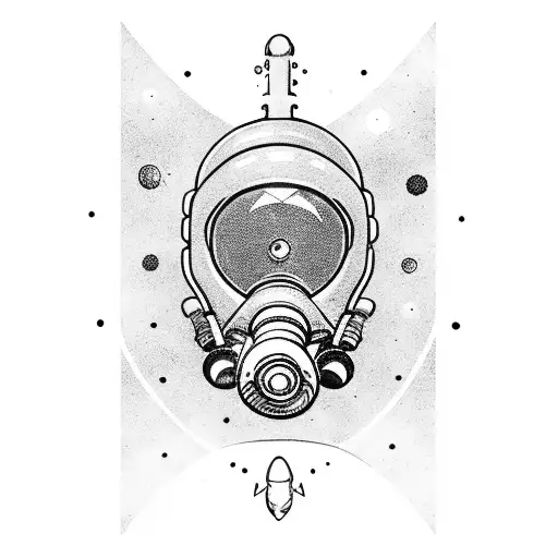 A cosmic scuba diver exploring the depths of space tattoo design idea