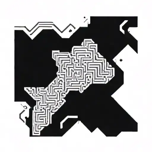 An abstract representation of energy flowing through a maze, symbolizing emotional intelligence tattoo design idea