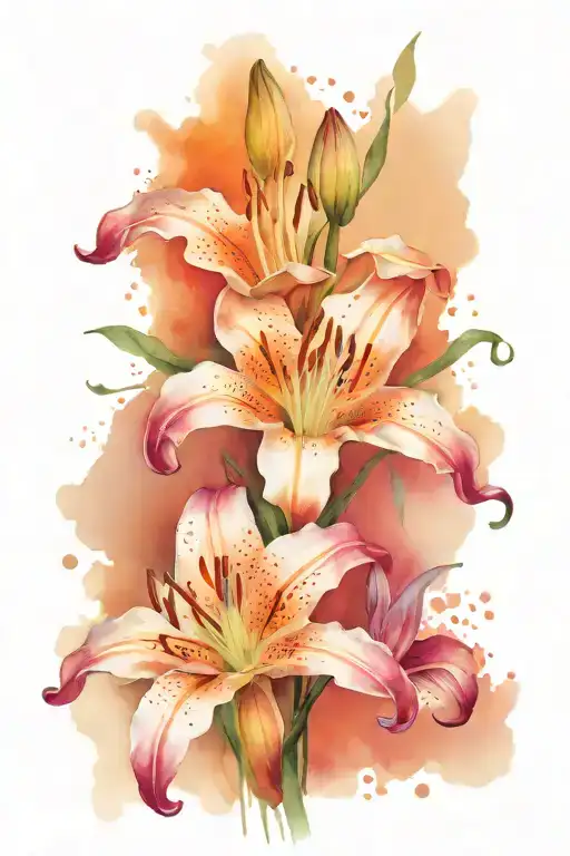 tiger lilies blooming tattoo design idea