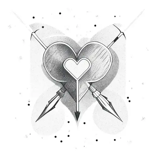 A heart-shaped arrow with a dotted trail tattoo design idea