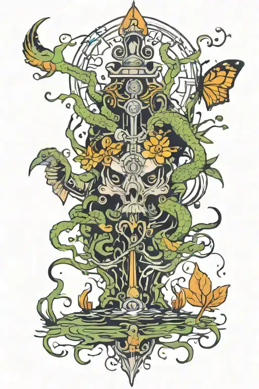 uktena in swamp tattoo design idea