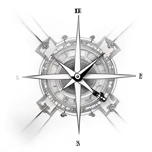 3 crosses dove clock compass heaven tattoo design idea