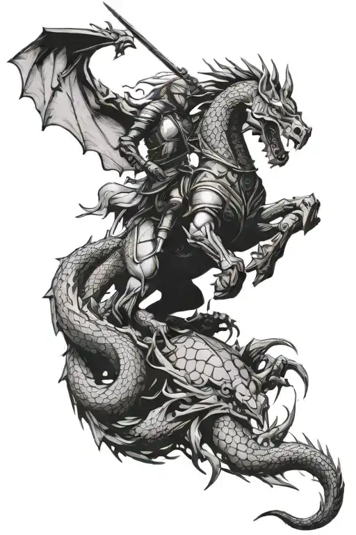 knight vs dragon tattoo tattoo design idea